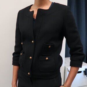 J. Crew Black Wool Collarless Blazer in Size 0